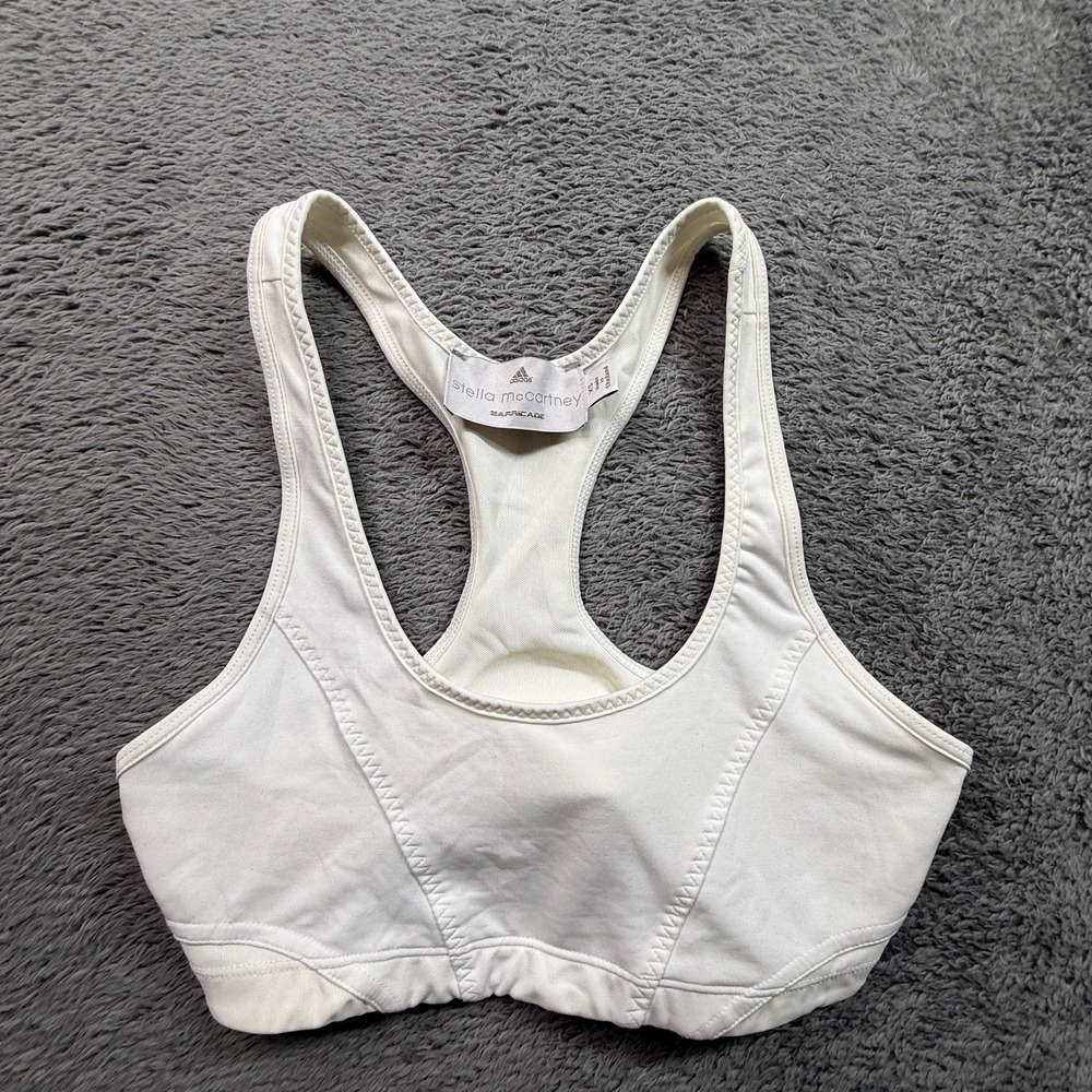 Stella McCartney Adidas Barricade White Cream Sports Bra Top XS Raceback